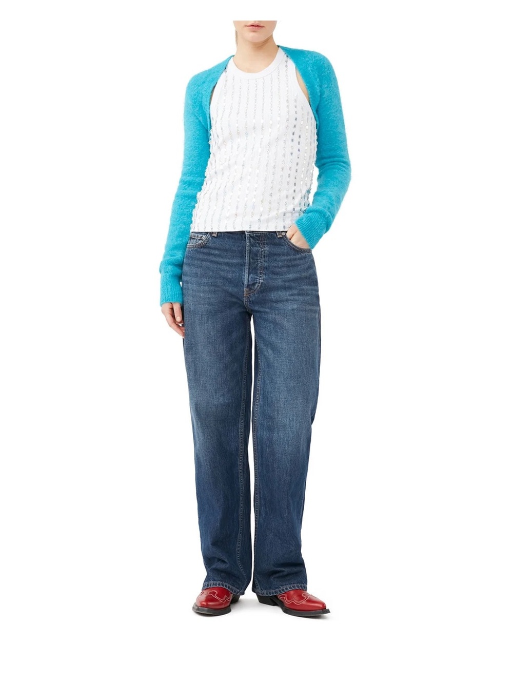 Ganni Women's Straight-Leg Jeans in Dark Blue Denim